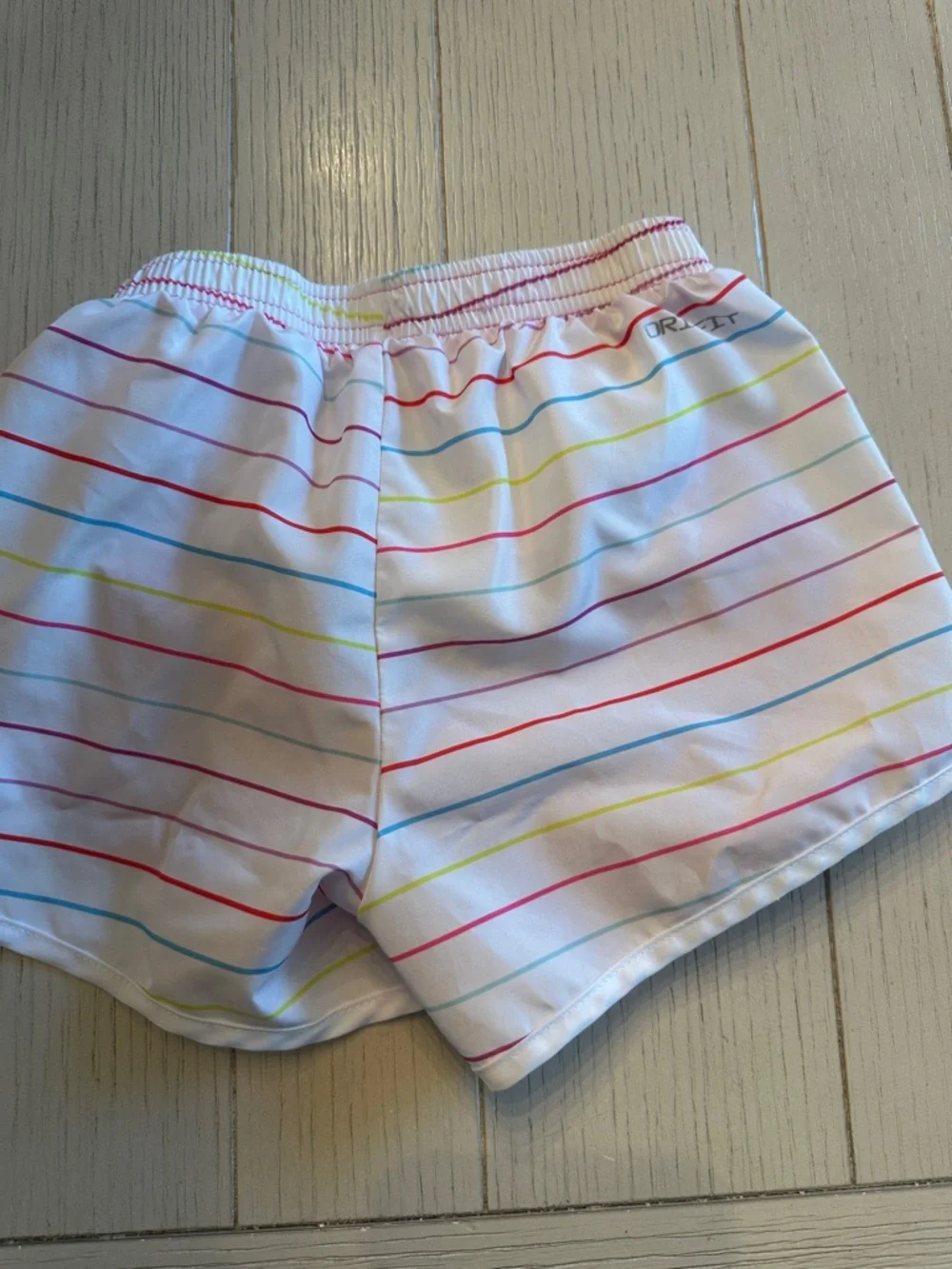 Nike Girls' Charcoal Gray Tee with Pink Rainbow-Accent Shorts - Picture 5 of 5